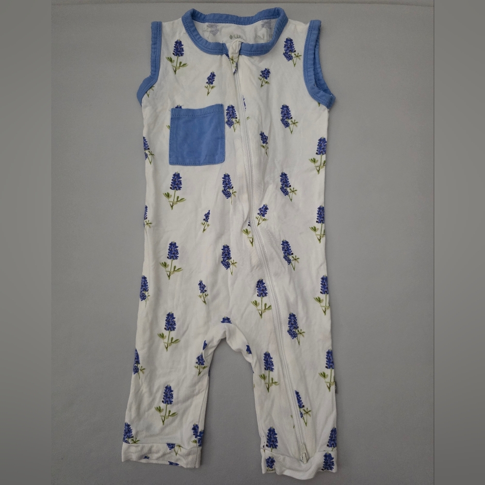 NWOT Kyte Baby Zippered Sleeveless Romper in Periwinkle Bluebonnet Size 18-24M